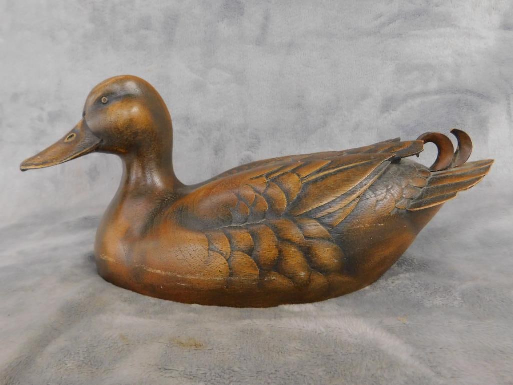 Early 80s Jules Bouillet Signed Carved Decoy - "Mallard II" - 5.5" x 11.5" x 5" - 11