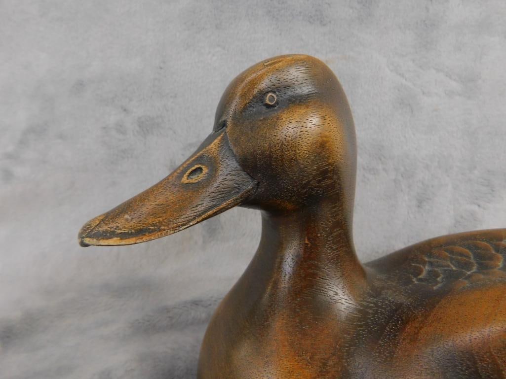 Early 80s Jules Bouillet Signed Carved Decoy - "Mallard II" - 5.5" x 11.5" x 5" - 2