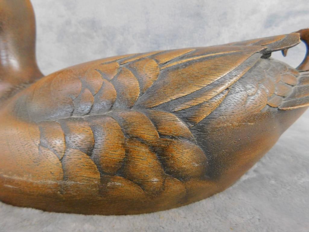 Early 80s Jules Bouillet Signed Carved Decoy - "Mallard II" - 5.5" x 11.5" x 5" - 4