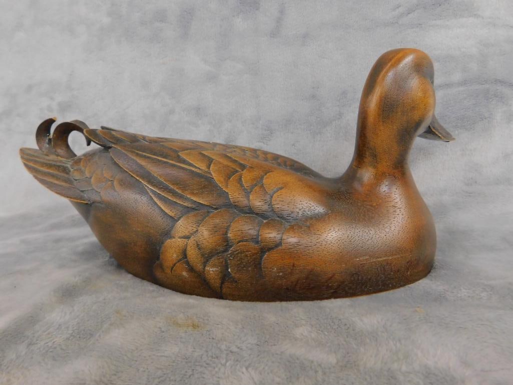 Early 80s Jules Bouillet Signed Carved Decoy - "Mallard II" - 5.5" x 11.5" x 5" - 5
