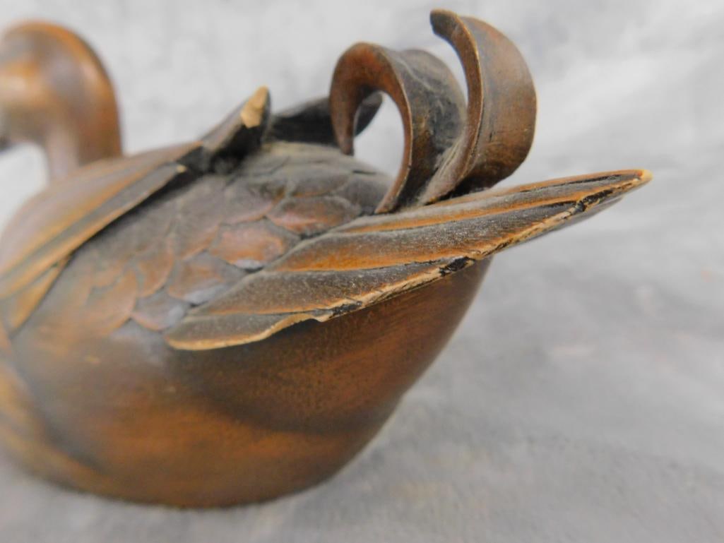 Early 80s Jules Bouillet Signed Carved Decoy - "Mallard II" - 5.5" x 11.5" x 5" - 9