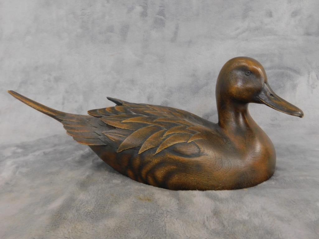 Early 80s Jules Bouillet Signed Carved Decoy - "Pintail II" - 5.5" x 13" x 5" - 11