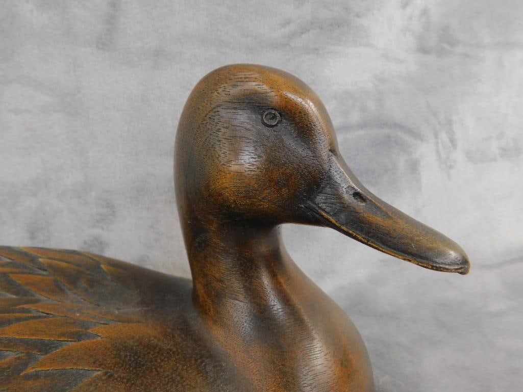 Early 80s Jules Bouillet Signed Carved Decoy - "Pintail II" - 5.5" x 13" x 5" - 2