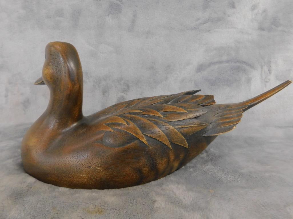 Early 80s Jules Bouillet Signed Carved Decoy - "Pintail II" - 5.5" x 13" x 5" - 6