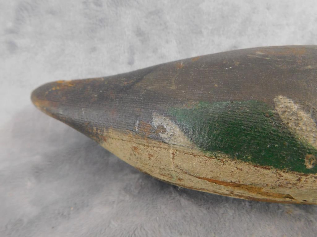 Vintage Unsigned Painted Mallard Duck Decoy - 6" x 15" x 5.5" - 5