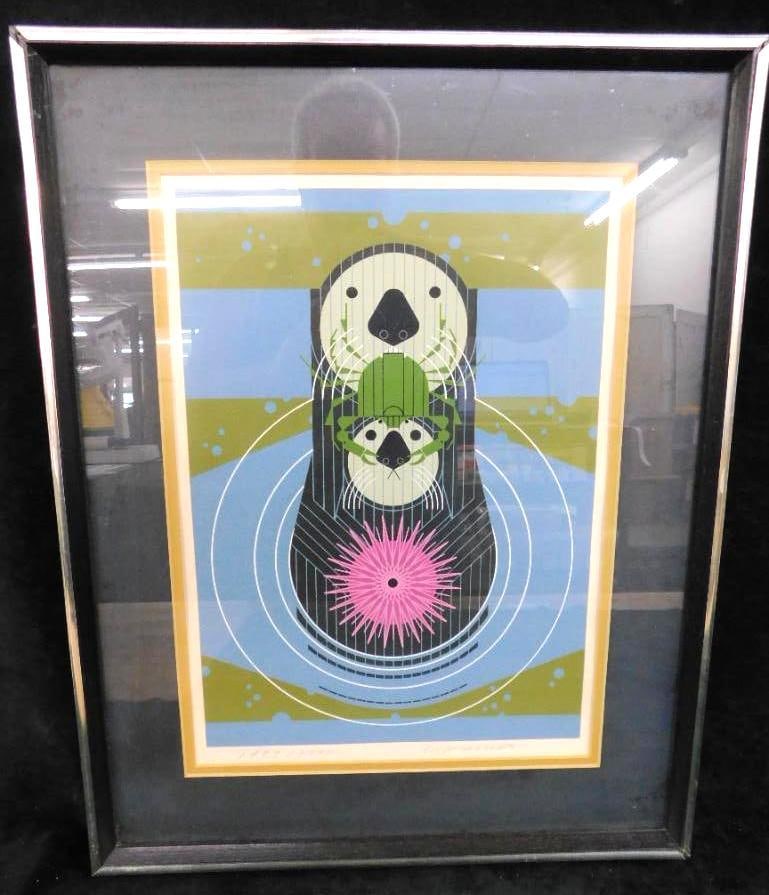 Charles Harper Signed Limited Edition Serigraph - "Devotion In The Ocean" - Otters: 1999/2000 - 21" x 17" - See Photos For Condition and Details