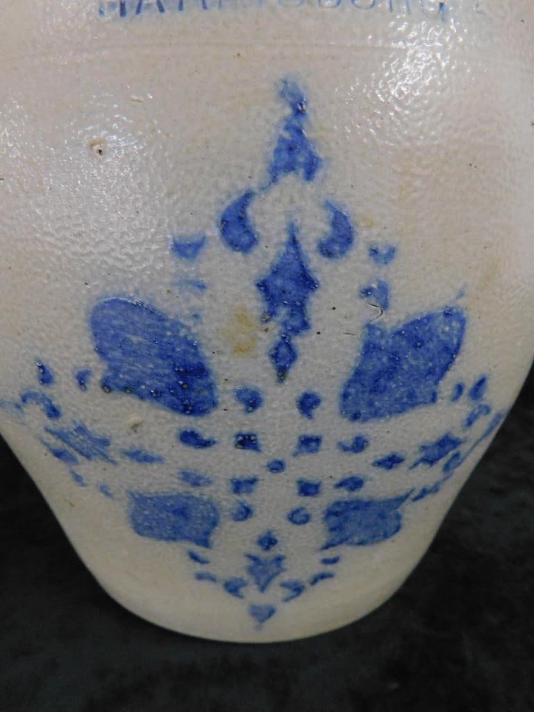 F.H. Cowden - 2 Gallon Salt Glazed Handled Jar - Harrisburg PA - 10.25" x 10" - 3