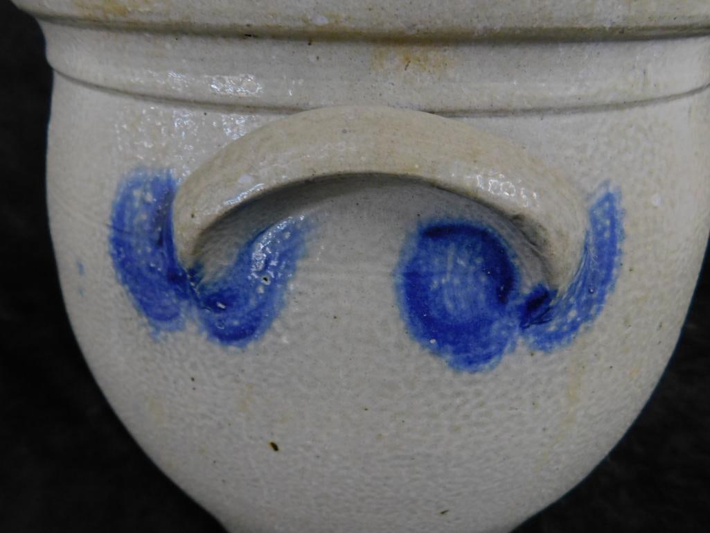 F.H. Cowden - 2 Gallon Salt Glazed Handled Jar - Harrisburg PA - 10.25" x 10" - 5