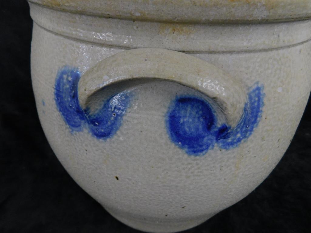 F.H. Cowden - 2 Gallon Salt Glazed Handled Jar - Harrisburg PA - 10.25" x 10" - 6