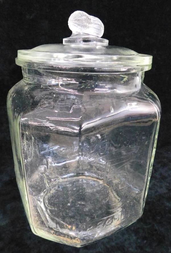 Planters Peanuts "Pennant Salted Peanut Jar with Original Lid - 12" x 8" x 8": See Photos For Condition and Details