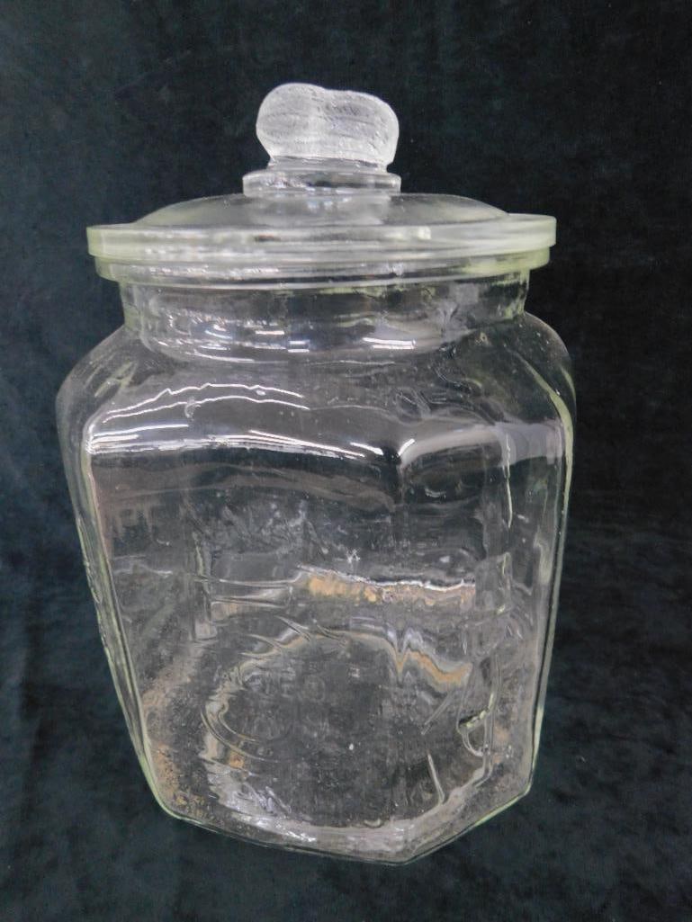 Planters Peanuts "Pennant Salted Peanut Jar with Original Lid - 12" x 8" x 8" - 9