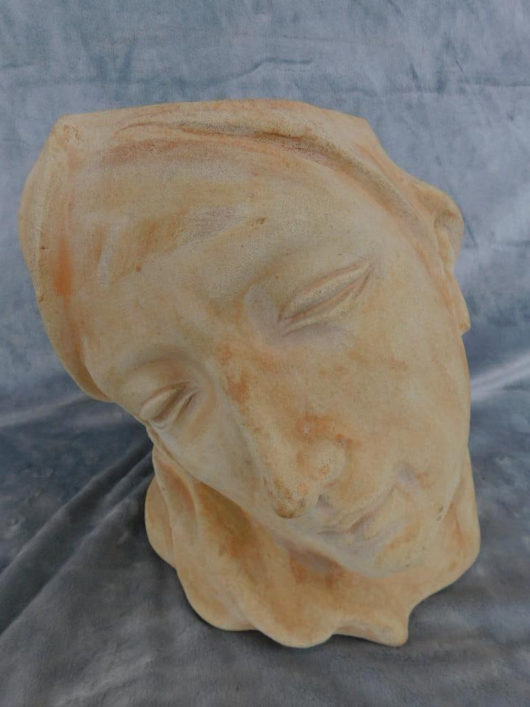 Modern Terra Cotta Head / Bust Planter / Pot - Unsigned - 11.5" x 12" x 10.5" - 10