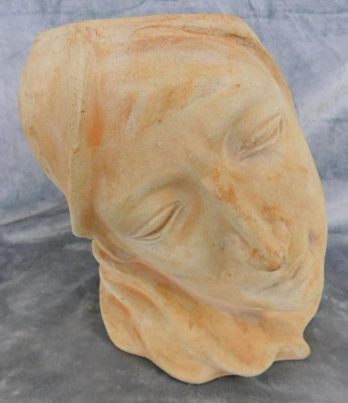Modern Terra Cotta Head / Bust Planter / Pot - Unsigned - 11.5" x 12" x 10.5": See Photos For Condition and Details