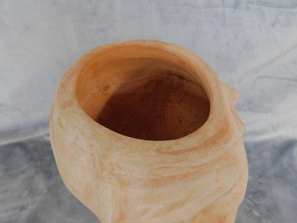 Modern Terra Cotta Head / Bust Planter / Pot - Unsigned - 11.5" x 12" x 10.5" - 2