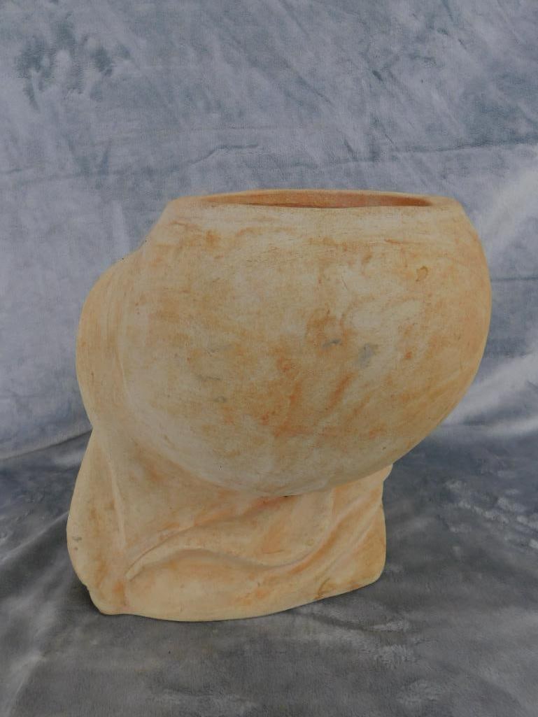 Modern Terra Cotta Head / Bust Planter / Pot - Unsigned - 11.5" x 12" x 10.5" - 4