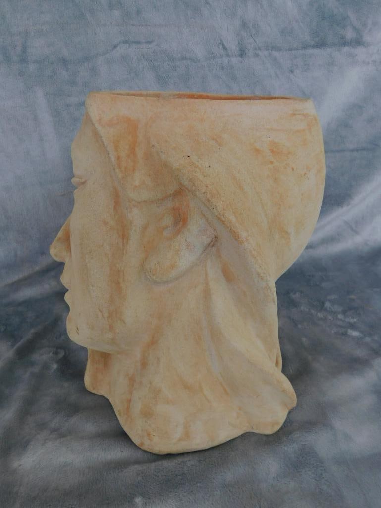 Modern Terra Cotta Head / Bust Planter / Pot - Unsigned - 11.5" x 12" x 10.5" - 6
