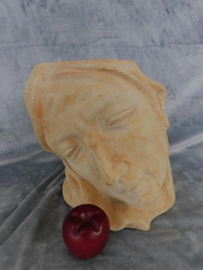 Modern Terra Cotta Head / Bust Planter / Pot - Unsigned - 11.5" x 12" x 10.5" - 8
