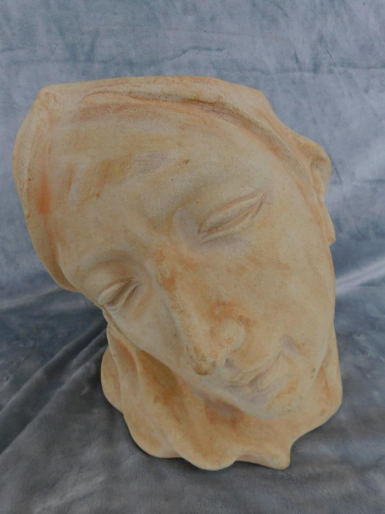 Modern Terra Cotta Head / Bust Planter / Pot - Unsigned - 11.5" x 12" x 10.5" - 9