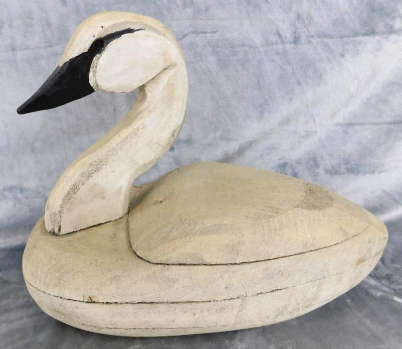 Carved Wood Swan / Goose "Decoy" - Unsigned - 14.5" x 18.5" x 9.5": See Photos For Condition and Details