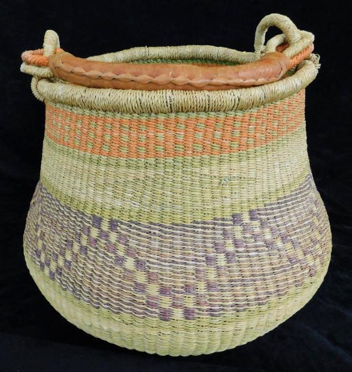 South West Native American Basket with Handle - 13.5" x 16"