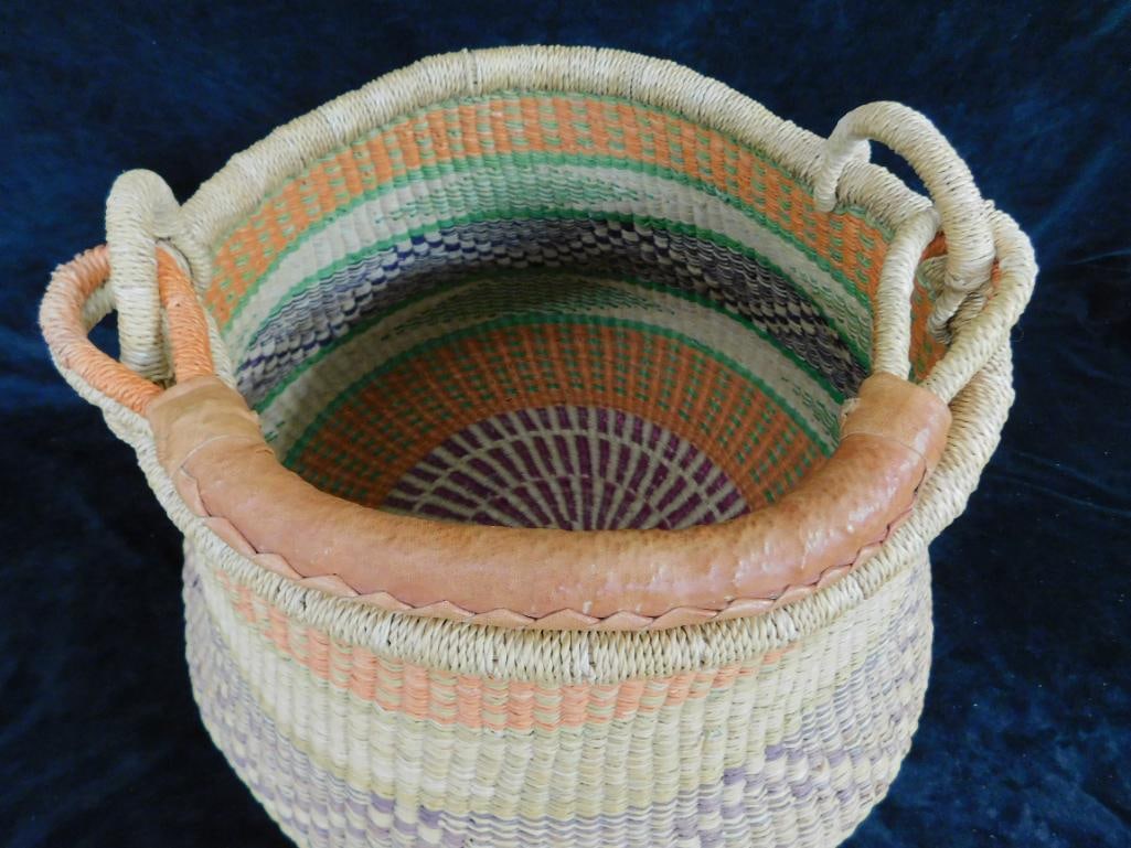 South West Native American Basket with Handle - 13.5" x 16" - 2