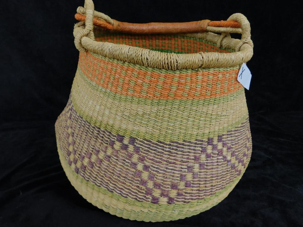 South West Native American Basket with Handle - 13.5" x 16" - 4