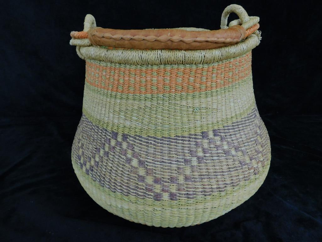 South West Native American Basket with Handle - 13.5" x 16" - 6