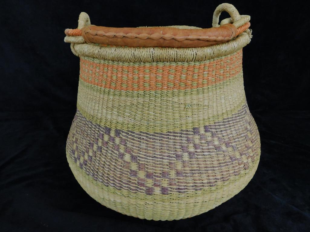 South West Native American Basket with Handle - 13.5" x 16" - 7