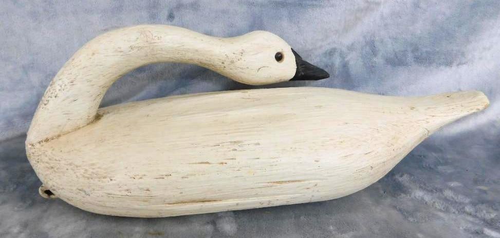Carved Wood Canadian Goose "Decoy" - Signed A & S - 6.5" x 18" x 6.5": See Photos For Condition and Details