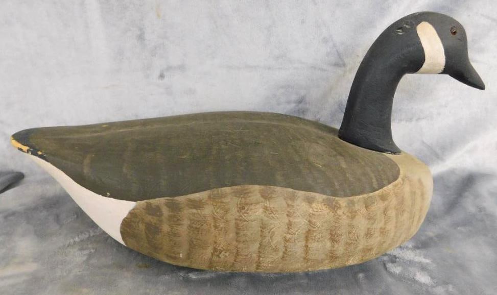 Carved Wood Canadian Goose "Decoy" - Signed F.C. Lawton - 10.5" x 21" x 9": See Photos For Condition and Details