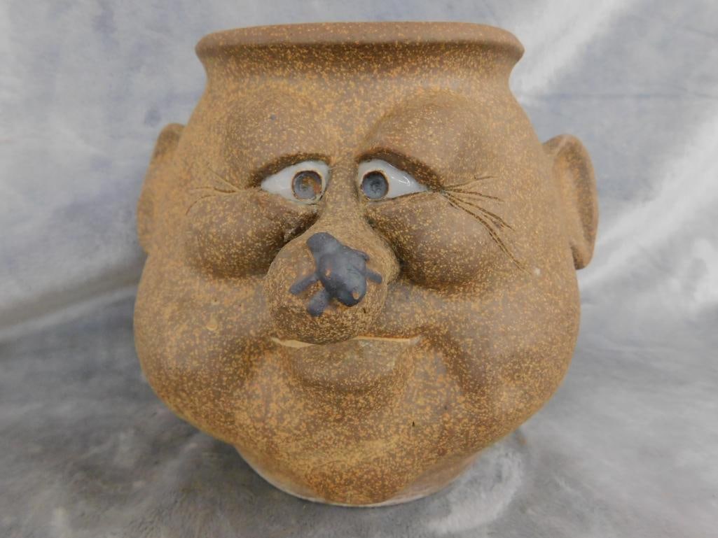 Modern Unsigned Head / Bust Planter "Fly on The Nose" - 7.5" x 8.5" x 8" - 10