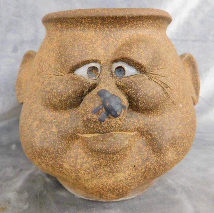 Modern Unsigned Head / Bust Planter "Fly on The Nose" - 7.5" x 8.5" x 8": See Photos For Condition and Details