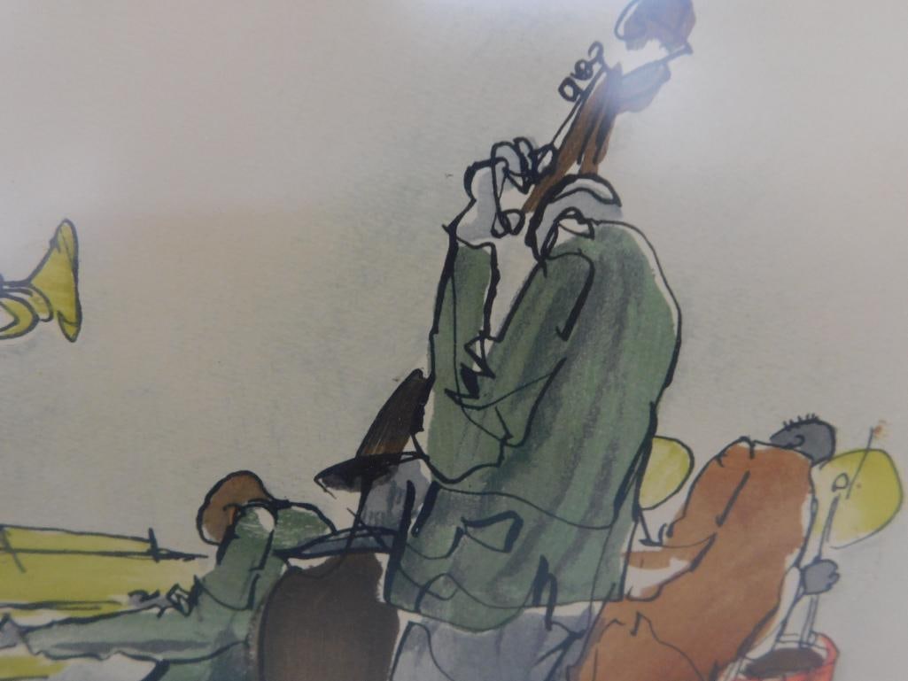 Vintage Jazz Watercolor - Signed - "Quintet" - 17.25" x 21.25" - 5