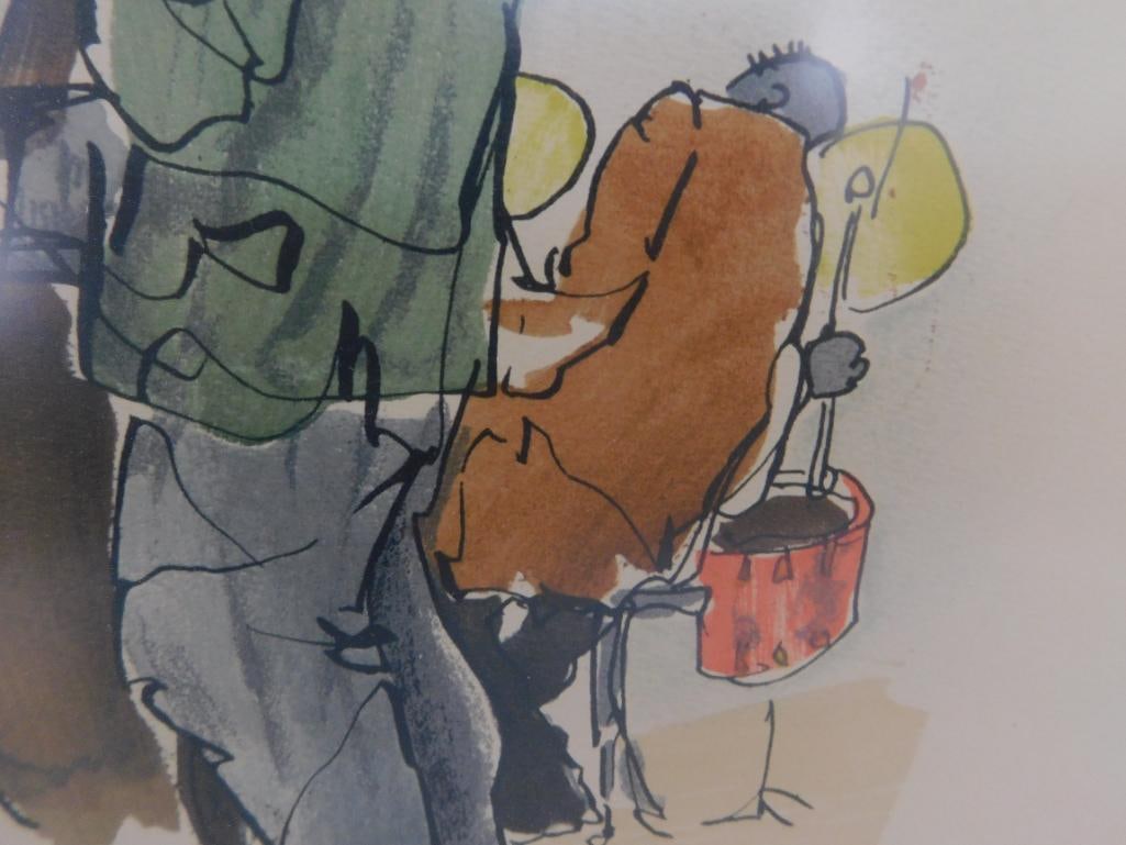 Vintage Jazz Watercolor - Signed - "Quintet" - 17.25" x 21.25" - 6