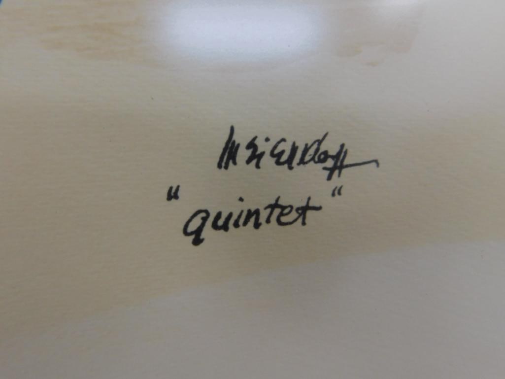 Vintage Jazz Watercolor - Signed - "Quintet" - 17.25" x 21.25" - 7