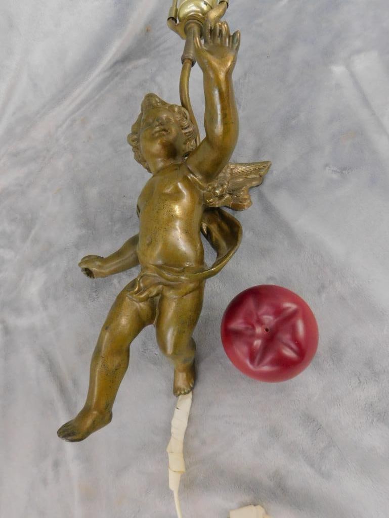 Bronze Cherub Wall Sconce - 25.5" x 7" x 7.5" - 10
