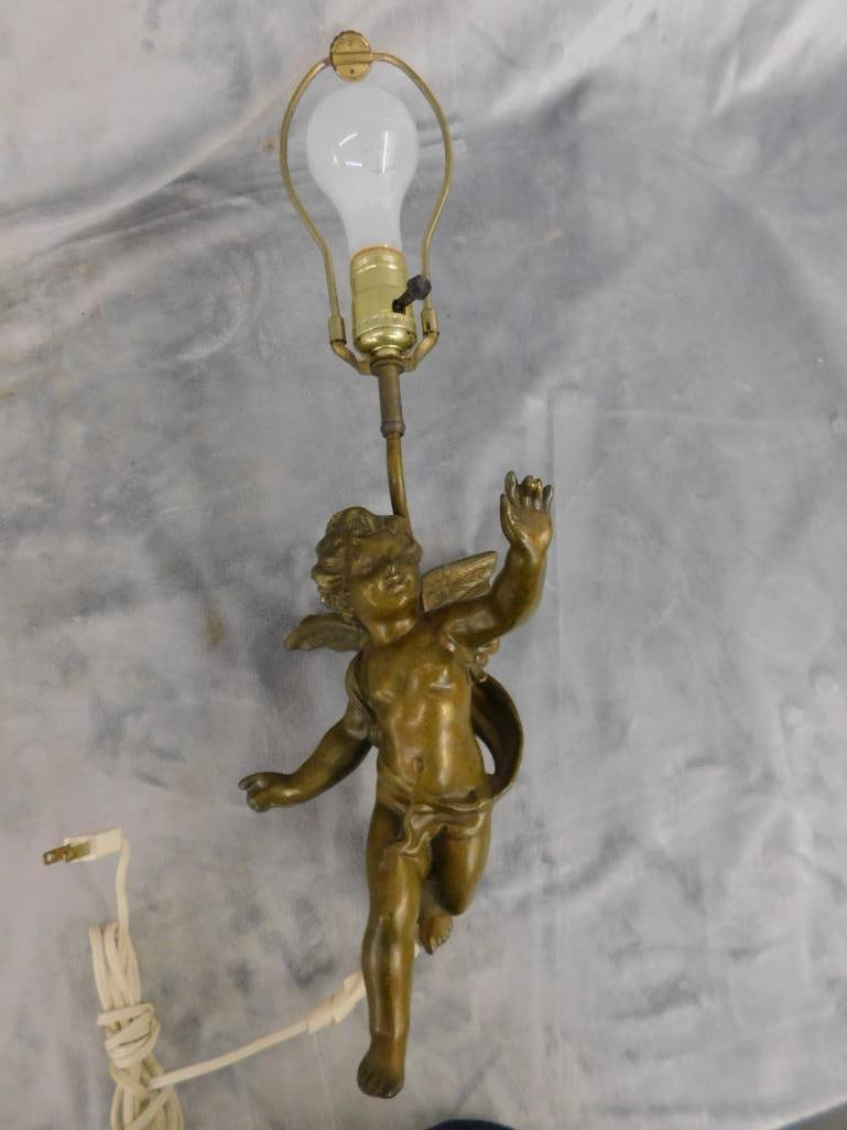 Bronze Cherub Wall Sconce - 25.5" x 7" x 7.5" - 2