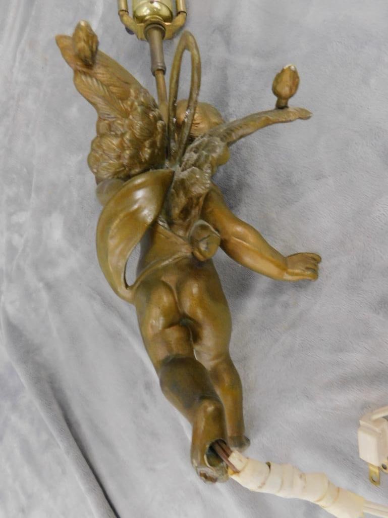 Bronze Cherub Wall Sconce - 25.5" x 7" x 7.5" - 7