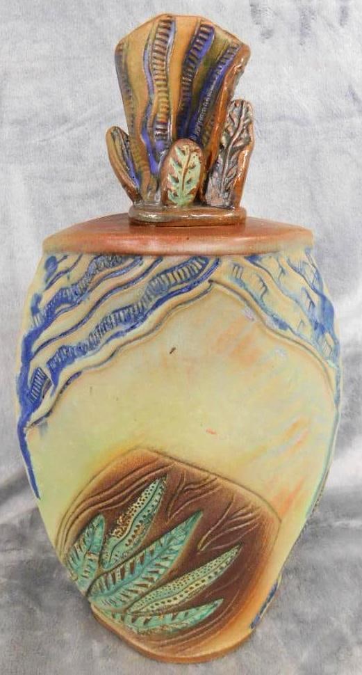 Studio Art Pottery Decanter with Stopper - Signed - 14" x 7.75" x 4": See Photos For Condition and Details
