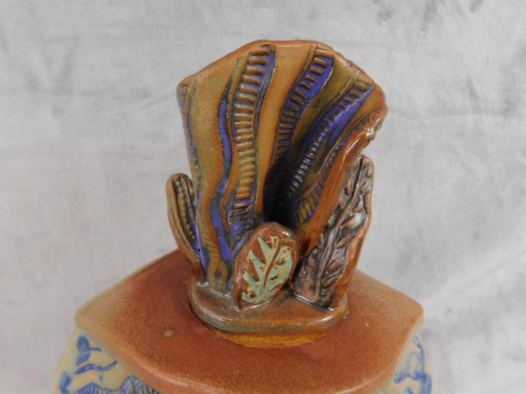 Studio Art Pottery Decanter with Stopper - Signed - 14" x 7.75" x 4" - 2