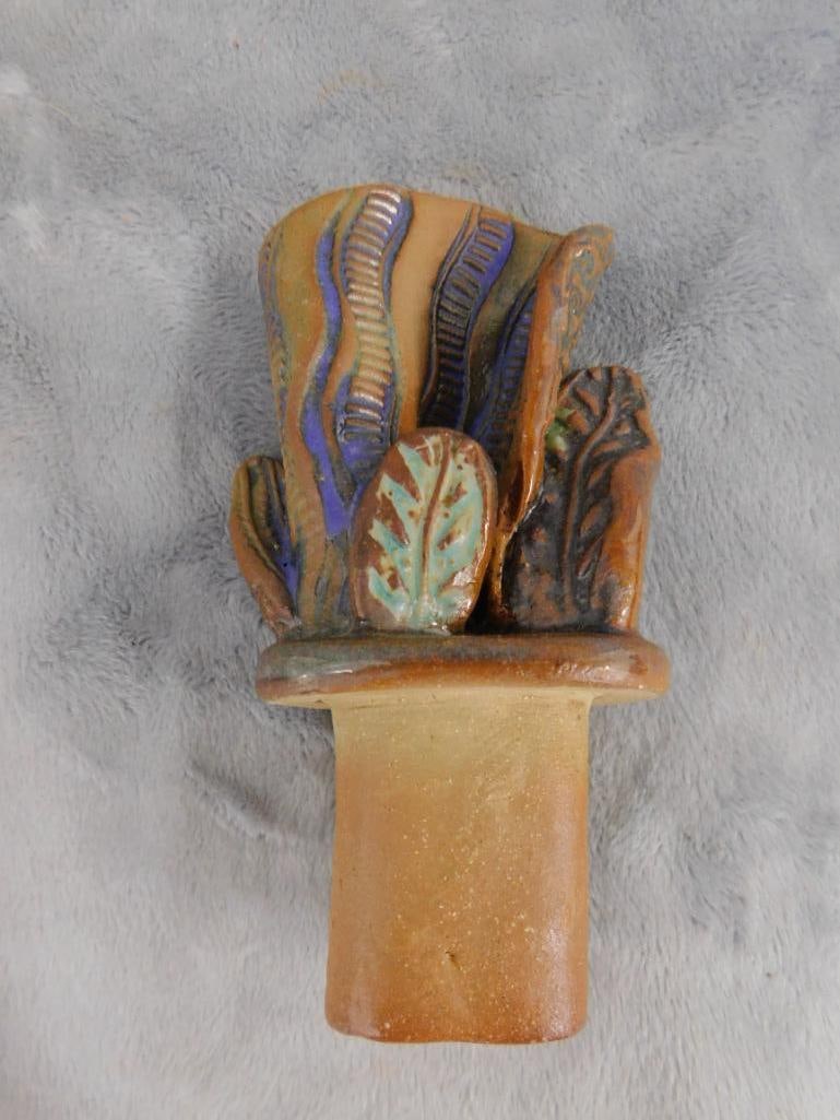Studio Art Pottery Decanter with Stopper - Signed - 14" x 7.75" x 4" - 5