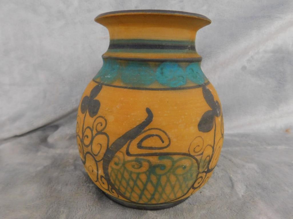 Studio Art Pottery Vase - Signed - 6.25" x 5.5" - 3