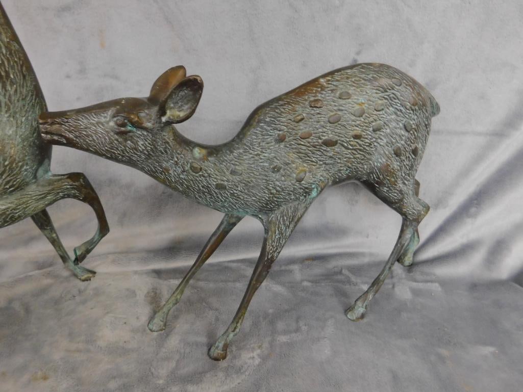 Bronze Buck/Stag and Doe Figures - Buck Measures 16.5" x 14" x 7.5" - Doe 9.5" x 13" x 3" - 3