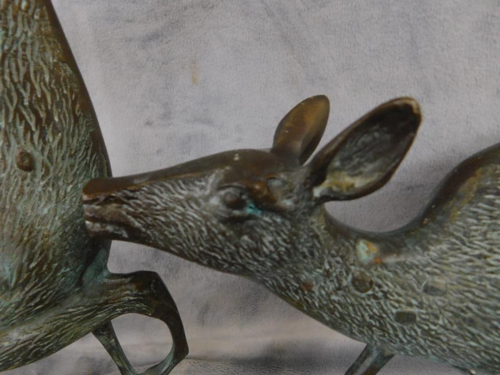 Bronze Buck/Stag and Doe Figures - Buck Measures 16.5" x 14" x 7.5" - Doe 9.5" x 13" x 3" - 5