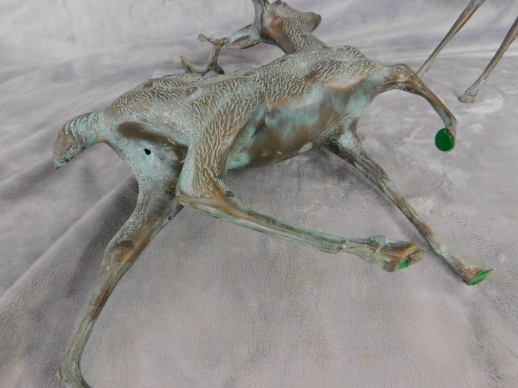 Bronze Buck/Stag and Doe Figures - Buck Measures 16.5" x 14" x 7.5" - Doe 9.5" x 13" x 3" - 6