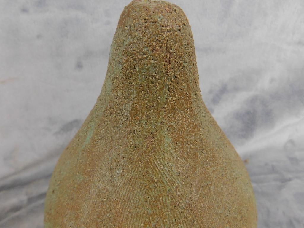Studio Art Potter Gourd Shaped Closed Vessel - unsigned - 9" x 6" - 3