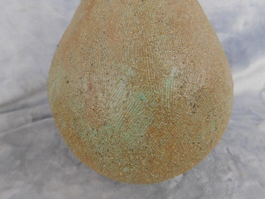 Studio Art Potter Gourd Shaped Closed Vessel - unsigned - 9" x 6" - 4
