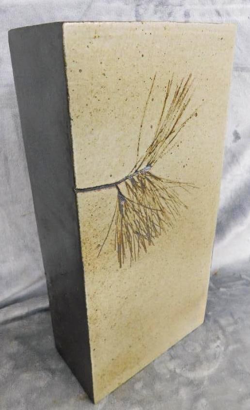Studio Art Pottery Vase - Signed Dennis Kirchmann - Pine Needle - 14.75" x 7.25" x 3.5": See Photos For Condition and Details