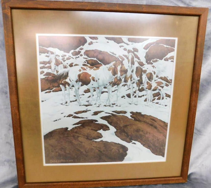 1978 Bev Doolittle - "Pintos" Print - Matted and Framed - Signed - 26" x 26": See Photos For Condition and Details