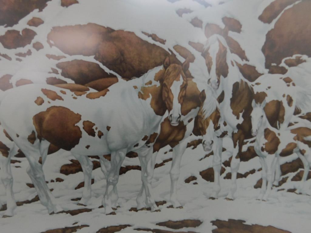 1978 Bev Doolittle - "Pintos" Print - Matted and Framed - Signed - 26" x 26" - 3